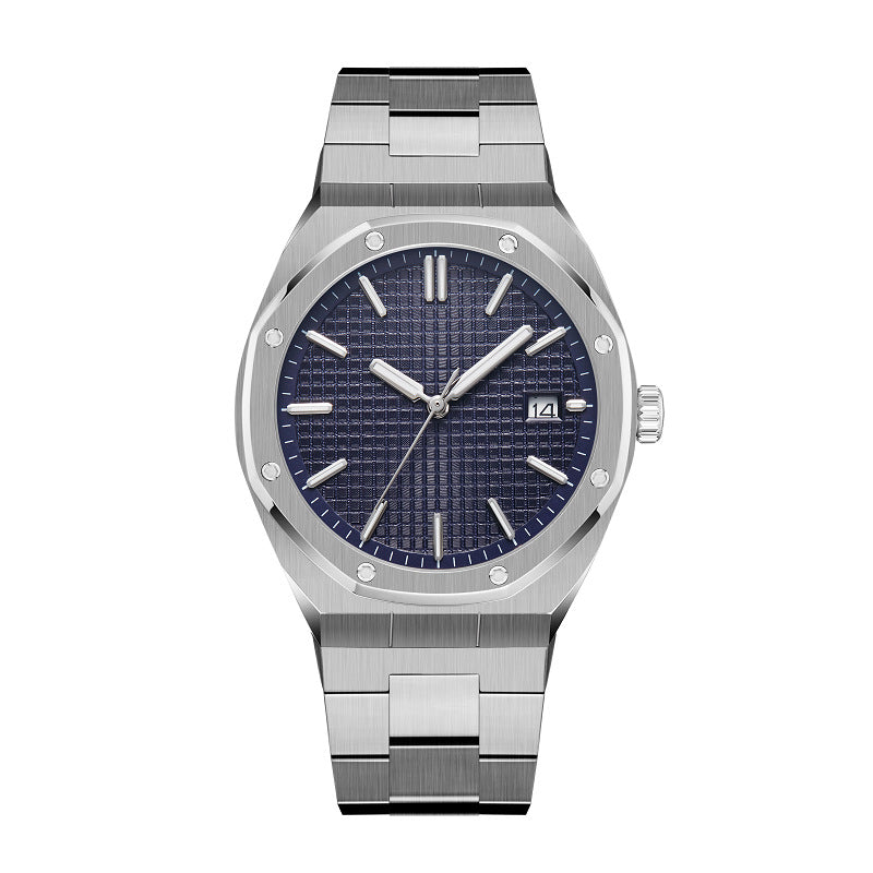 Royal Edge Stainless Steel Watch – Blue Dial